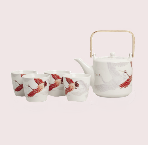 Theepot en Theekopjes Kraanvogel