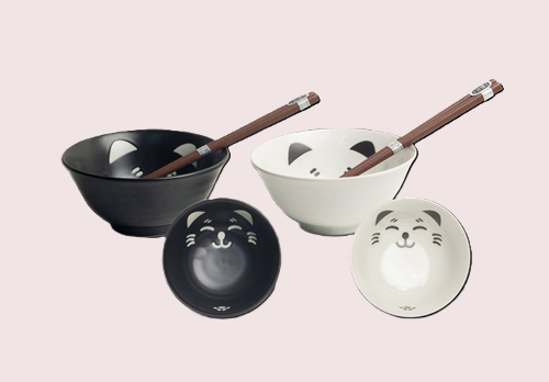 EDO Udon-Bowl Set SHIROKURO NEKO