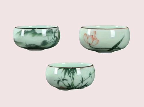 Chinese Fu Celadon Theekopjes